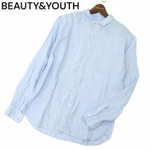 BEAUTY&YOUTH ユナイテッドアローズ 春夏 長袖 【麻100%★リネン】 シャツ Sz.XL　メンズ 大きいサイズ 青　C4T01529_2#A_画像1