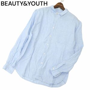 BEAUTY&YOUTH ユナイテッドアローズ 春夏 長袖 【麻100%★リネン】 シャツ Sz.XL　メンズ 大きいサイズ 青　C4T01529_2#A