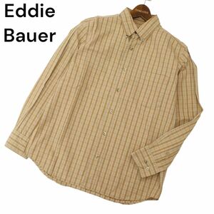 モーリシャス製★ Eddie Bauer エディーバウアー 通年 長袖 ボタンダウン チェック★ シャツ Sz.S　メンズ アウトドア　C4T01541_2#C