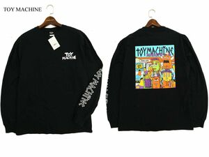 【新品 未使用】 TOY MACHINE トイマシーン 通年 長袖 ストレッチ プリント★ カットソー ロンTシャツ Sz.L　メンズ 黒　C4T00948_2#F