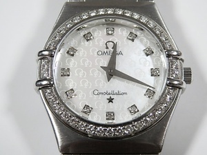 中古良品　稼働品　OMEGA　オメガ　コンステレーション　1458.75　ダイヤベゼル　12P　SS　レディース　クォーツ