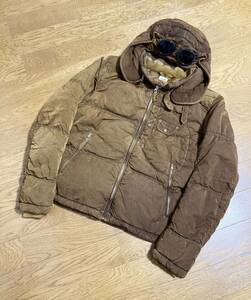 美品☆[C.P.COMPANY] 12AW FROST DYED GOGGLE DOWN JACKET 製品染め ゴーグル ダウンジャケット 48 ブラウン CP シーピーカンパニー