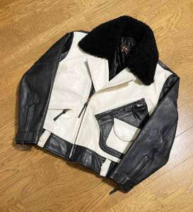  the first period *[EVIS] NIGHT RIDER REVERSE Lost world made collar mouton Double Rider's leather jacket 36 USA bookbinding leather two-tone EVISUe screw 