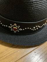 未使用☆[R.J.B by THE FLAT HEAD] 定価27,972 ALL UP BLADE STUDS HAT レザーリボン リネンハット 帽子 2 羊革 日本製 RJB フラットヘッド_画像4