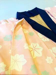 Ｄ69　襦袢　しつけ付き　着物リメイク用材料　衣装　着物　ハンドメイド　ピンク　桃色　花柄