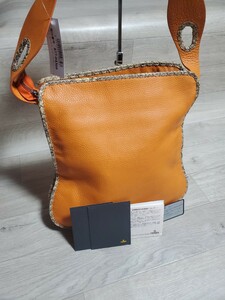 【1円～希少～FENDI フェンディ セレリア ショルダーバッグ トートバッグ レザー×パイソン オレンジ】