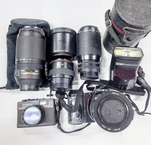 I512 カメラ レンズ まとめ YASHICA ELECTRO35 MC MINOLTA 7700i Canon Nikon フィルムカメラ 中古 ジャンク品 訳あり
