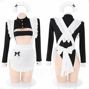 H461 コスプレウェア メイド服 エプロン レオタード オープンクロッチ ウエイトレス セクシーランジェリー ナイトウエアの画像10