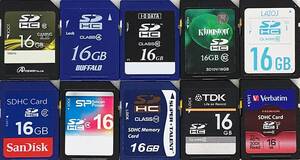 F0301 メーカーいろいろ SDHCメモリーカード 16GB【10枚】送料無料・匿名配送・追跡番号あり
