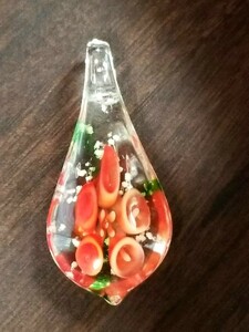 ガラス細工　花のペンダントネックレス　アクセサリー素材
