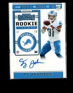 2019 NFL Panini Contenders TY JOHNSON RC Autograph 