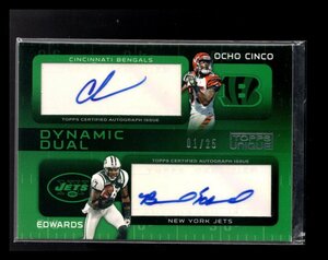 2009 NFL Topps Unique Dyanmic dual CHAD OCHO CINO/BRALON EDWARDS Autograph 1/25