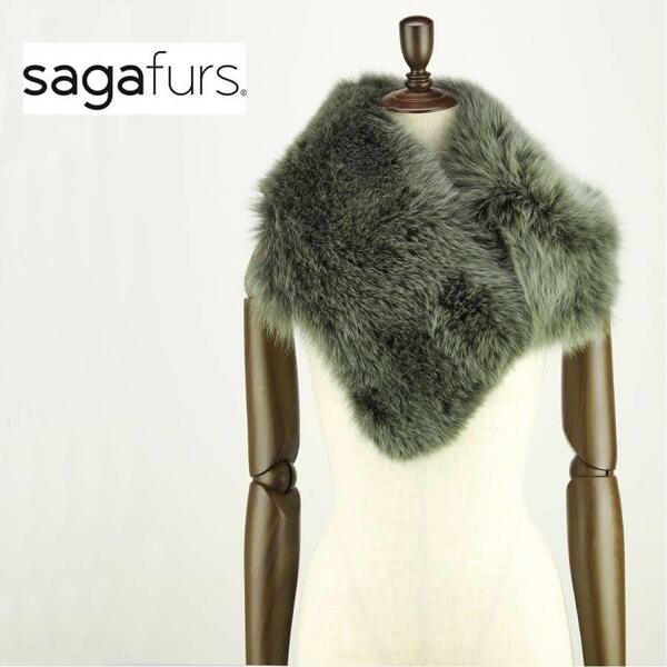 新品 SAGA FURS サガファー フォックスファーマフラー モスグリーン