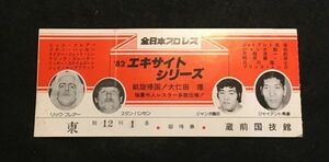 37JN001　半券「全日本プロレス　'82　エキサイトシリーズ　凱旋帰国！大仁田厚　競合外人レスラー多数出場！」蔵前国技館　