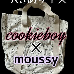 COOKIEBOY × MOUSSY トートバッグ 男女兼用 大きめ ホワイト