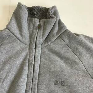 《 H 171》HUGO BOSS ヒューゴ ボス ジップアップジャケット 裏ボア Lサイズ アウター グレー 1円スタート アメリカ古着 古着卸