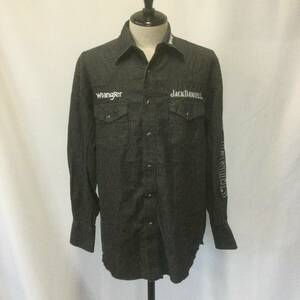 【N949】★Wrangler×JackDaniel’s★ ラングラー ジャックダニエルズ ロングスリーブ シャツ Mサイズ スナップボタン ワーク 古着 古着卸