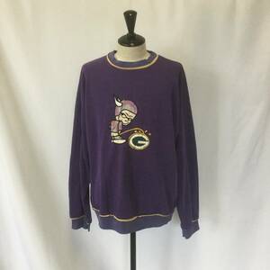 【N975】VIKINGS プルオーバー スウェット シャツ 刺繍ロゴ パープル NFL アメフト 1円スタート アメリカ古着 古着 古着卸