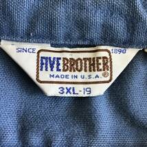 《 H 272》FIVE BROTHER ファイブブラザー 長袖ネルシャツ 70~80's made in USA 3XL トップス 1円スタート アメリカ古着 古着卸_画像3