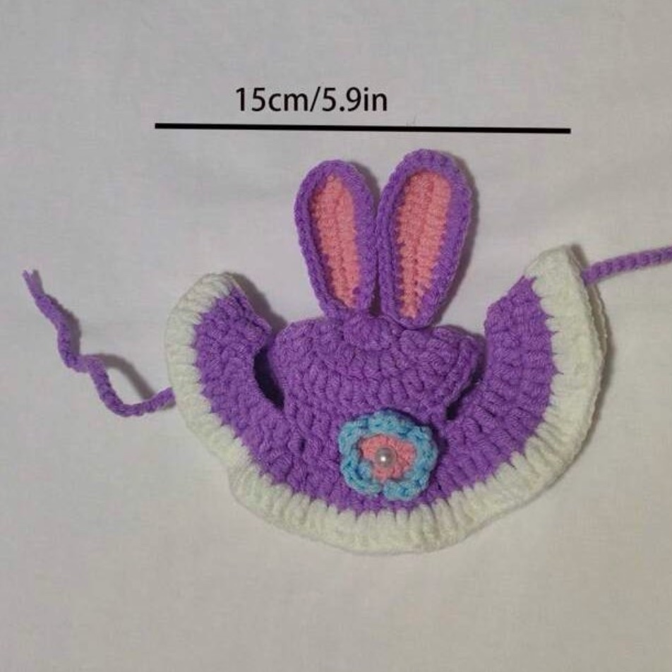 knitting purple easter stuffed animal mascot rabbit rabbit ears pet hat cat headgear dress up handmade cat dog gacha capsule, Comics, Anime Goods, others