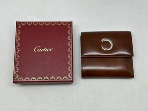 Cartier カルティエ レザー 二つ折財布 外箱付属 札入・小銭入内にベタつきあり 外箱付属