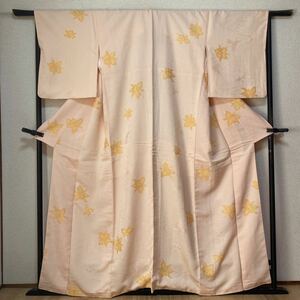 着物　総柄　小紋　正絹　春夏秋冬　草花柄　染　着丈152.5cm 裄丈63cm 0209-17m