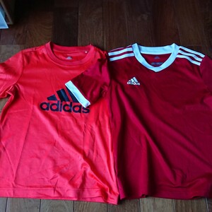 140 美品あり アディダス adidas 半袖Tシャツ サッカーでもサッカーでなくても 男女 プラクティスシャツ Tシャツ 赤 フットサル