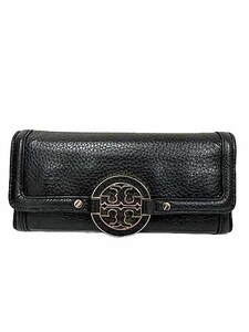 【中古】TORY BURCH トリーバーチ 小物 レディース 長財布 ブラック レザー ウォレット