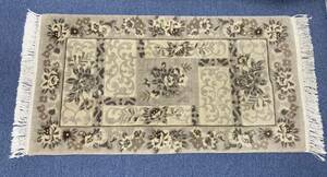 天然色手織り絨毯 玄関マット ウール ラグ カーペット フロアマット 約70×120cm（房含まず）