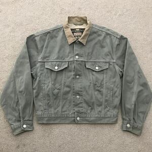 90's 91年 Levi's リーバイス 71168 2トーン コットン ツイル トラッカー ジャケット M グリーン系 ビンテージ ジージャン 黒タブ 刻印T31