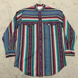 MO BETTA 総柄 マルチ ストライプ ダブルヨーク スタンドカラー 長袖シャツ 15-34 ビンテージ USA L/S SHIRT