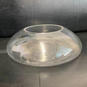 水槽 ガラス製 アンティーク 気泡 入　金魚鉢 メダカ鉢　　　珍品　変形ガラス水槽　径35cm 現状品