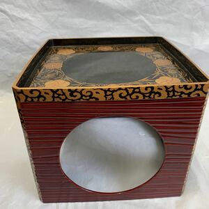  lacquer ware wheel island paint natural tree . serving tray pcs tea utensils tree box attaching present condition goods 