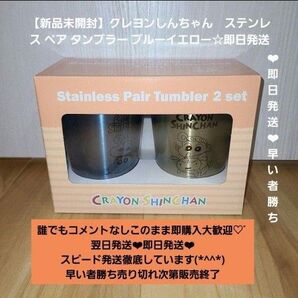 【新品未開封】クレヨンしんちゃん ステンレス ペア タンブラー ブルーイエロー☆タンブラー 即日発送◎即購入◎価格相談◎ラスト1点