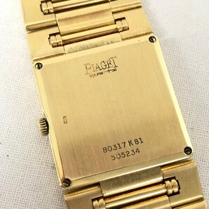 送料無料 新品仕上げ済み 電池交換済み PIAGET ピアジェ ダンサー スクエア 80317K81 メンズ クオーツ 腕時計 750 総重量99g 金無垢 K18の画像7