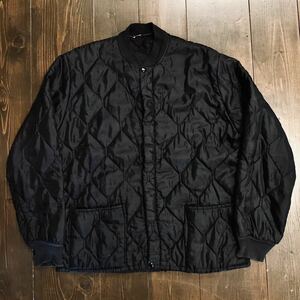 希少 パチポケ 黒単色 60's USAヴィンテージ ZIP キルティングジャケット 42程 L〜XL M-51 xx 後付け 30's 40's 50's