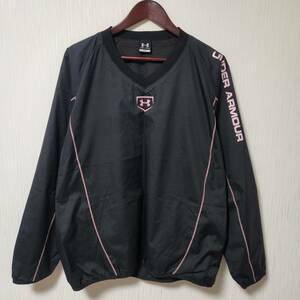 UNDER ARMOUR アンダーアーマーベースボール ウインドブレーカージャケット 薄手 黒×ピンク メンズXLサイズ スポーツウェア 野球