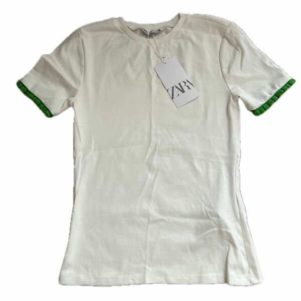 新品　ZARA ザラ　Tシャツ 半袖 カットソー ホワイト 白　Mサイズ コットン