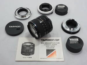 タムロン　TAMRON-SP 24-48mmF3.5-3.8 マニュアルフォーカスレンズ　ジャンク品　ニコンAi キャノンFD コンタックス　マウントアダプター付