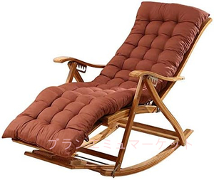 Art hand Auction Rocking Chair Bamboo Lounge Chair with Cushion Home Balcony Leisure 170° Adjustable Backrest Folding Lunch Break Easy Chair Sled, Handmade items, furniture, Chair, Chair, chair