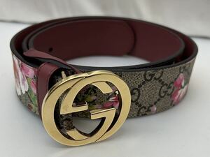 20240277【GUCCI 】グッチ ベルト インターロッキングベルト 370543 ku21g Gバックル 総柄 bloom ブルーム 花柄