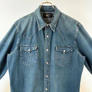 希少《 Mint Condition / RRL / Large 》極上品【 Ralph Lauren BUFFALO WESTERN DENIM SHIRTS デニム ウェスタンシャツ L 】