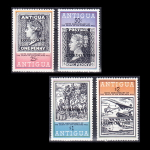 ■アンティグア切手　1980年　ローランド・ヒル 100周年 / ペニー郵便制度　ロンドン切手展　4種完