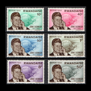 ■ルワンダ切手　1964年　ケネディ・メモリアル　6種完