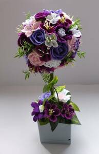 ☆フェルトで作った☆紫のトピアリー可愛い花たち☆