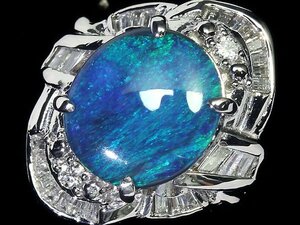 ML10608S【1円～】新品【RK宝石】≪opal≫ 神秘の宝石!! 天然ブラックオパール 大粒1.8ct 極上ダイヤモンド Pt900 高級リング ダイヤ