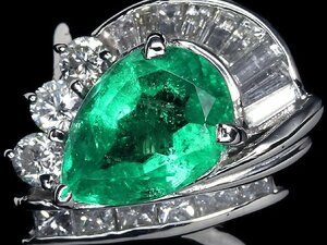 RV10676SS【1円～】新品【RK宝石】≪Emerald≫ 豪華!! 極上エメラルド 大粒1.89ct 極上ダイヤモンド 総計0.9ct Pt900 高級リング ダイヤ