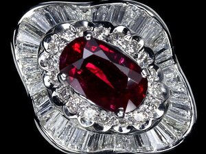 IVM10445T【1円～】新品【RK宝石】《Ruby》極上濃厚カラー! 極上ルビー 大粒2.3ct 極上ダイヤモンド 総計2.14ct Pt900 超高級リング ダイヤ