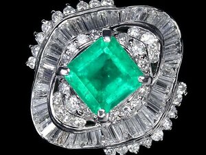 RM10627SS【1円～】新品【RK宝石】≪Emerald≫ 豪華絢爛 極上エメラルド 大粒1.24ct 極上ダイヤモンド 総計1.16ct Pt900 高級リング ダイヤ