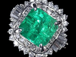 GG10522T【1円～】新品【RK宝石】≪Emerald≫ 極上エメラルド 特大3.05ct!! 極上ダイヤモンド 総計0.82ct!! Pt900 超高級リング ダイヤ